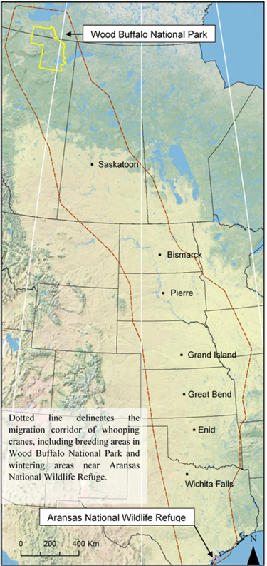 Map of Whooping Crane Range