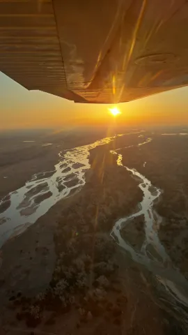Sunrise view of the Platte River’s braided channels from an aircraft.