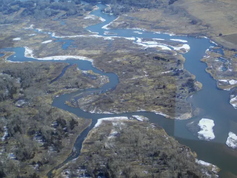 Aerial view of the platte river