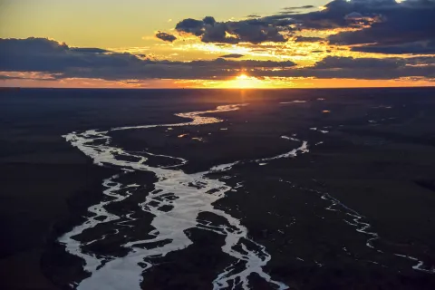 Sunrising over platte river