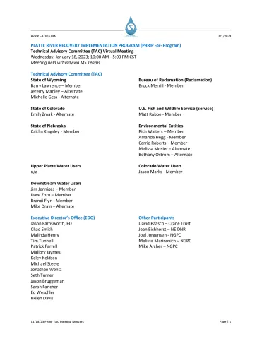 01-18-23 PRRIP TAC Meeting Minutes FINAL