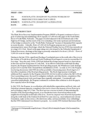 EDO North Platte Chokepoint Alternatives Memo (April 6, 2021)