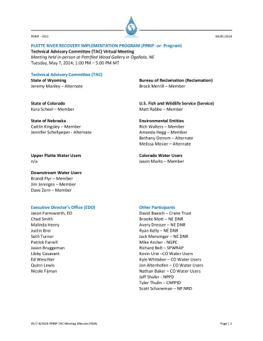 05-7_8-2024 PRRIP TAC Meeting Minutes FINAL