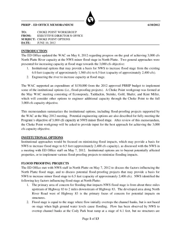 EDO Chokepoint Options Memo (June 10, 2012)