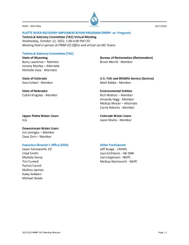 10-12-22 PRRIP TAC Meeting Minutes FINAL