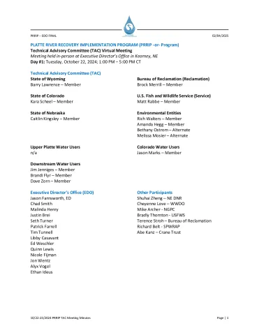 10-22 and 23-2024 PRRIP TAC Meeting Minutes FINAL