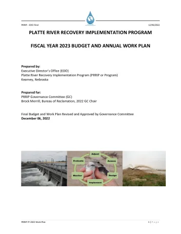 2023 PRRIP Budget and Work Plan