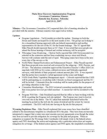 2007 April GC Minutes