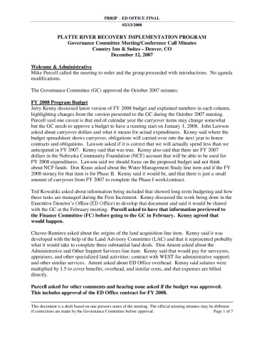 2007 December GC Minutes