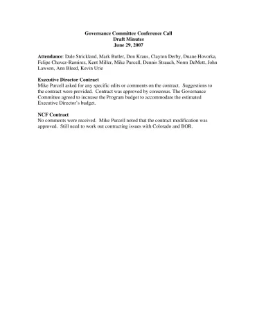 2007 June GC Conference Call Minutes DRAFT