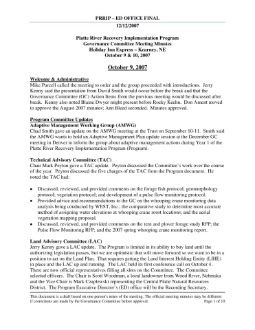 2007 October GC Minutes