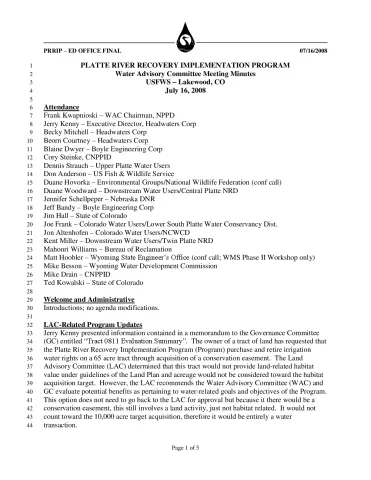 2008 July WAC Minutes