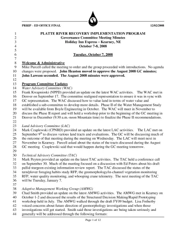 2008 October GC Minutes