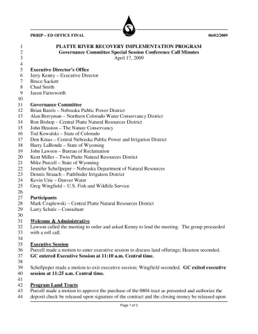 2009 April GC Conference Call Minutes 