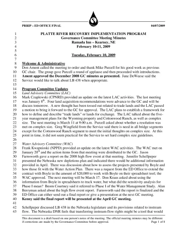 2009 February GC Minutes