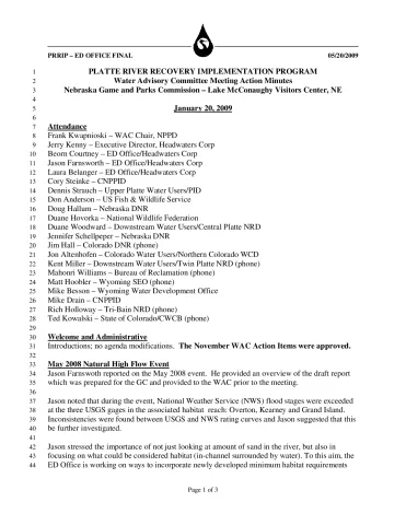 2009 January WAC Minutes