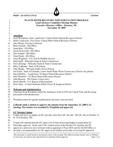 2009 November LAC Minutes