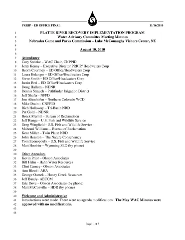 2010 August WAC Minutes