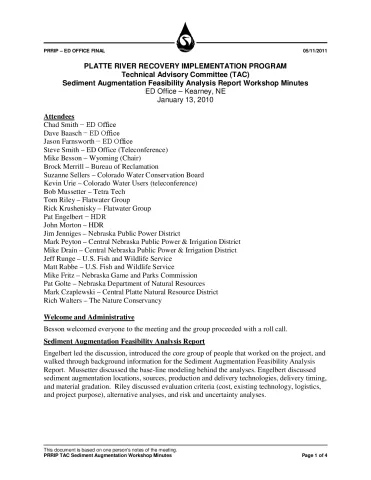 2010 January TAC Minutes Sediment Augmentation Workshop 