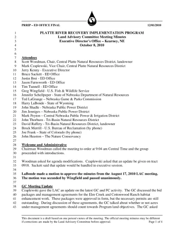 2010 October LAC Minutes