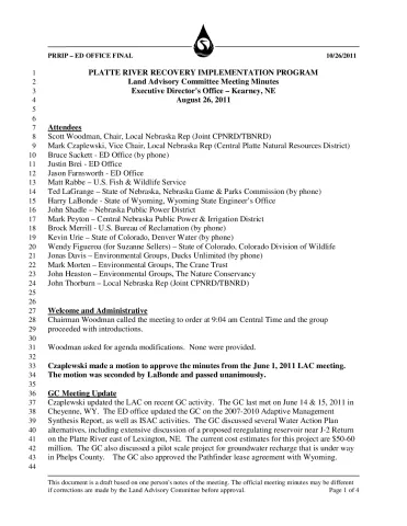 2011 August LAC Minutes