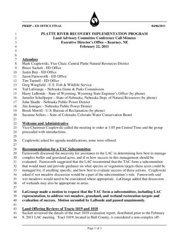 2011 February LAC Conference Call Minutes 