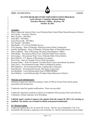 2011 October LAC Minutes