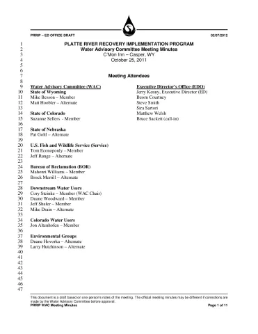 2011 October WAC Minutes