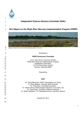 2013 ISAC Report to the PRRIP GC