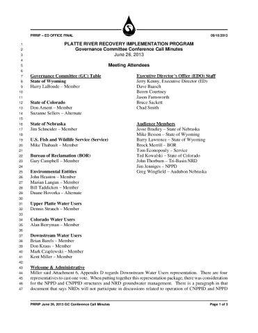 2013 June GC Conference Call Minutes 