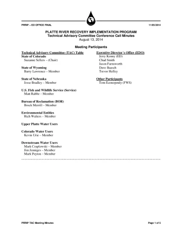 2014 August TAC Conference Call Minutes 