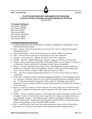 2014 June TAC Minutes Grassland Management Workshop