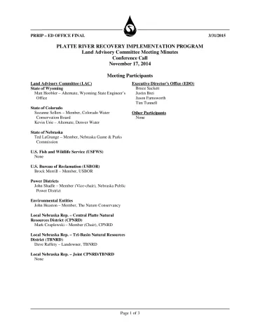 2014 November LAC Conference Call Minutes 