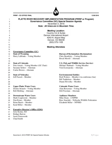 2016 November GC Special Session Minutes