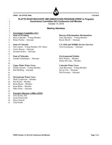 2016 October 14 GC Conference Call Minutes