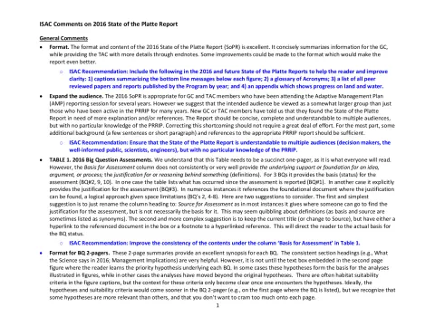 2017 ISAC Report to the PRRIP GC - Comments on 2016 State of the Platte Report
