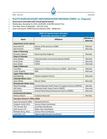 2023 November GC Special Session Meeting Minutes