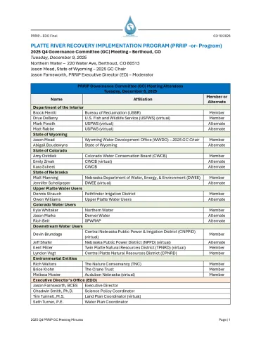 PRRIP 2025 Q4 GC Meeting Minutes