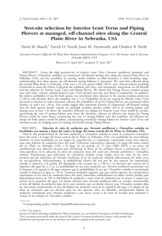 Nest-site selection by Interior Least Terns and Piping Plovers at managed, off-channel sites along the Central Platte River in Nebraska, USA