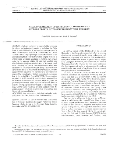Characterization of Hydrologic Conditions to Support Platte River Species Recovery Efforts