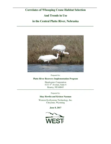 Correlates of Whooping Crane Habitat Selection and Trends in Use in the Central Platte River