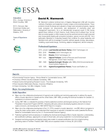 Dave Marmorek CV