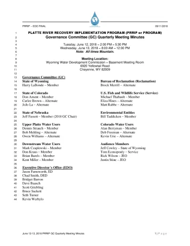 June 12-13 2018 GC Quarterly Meeting Minutes