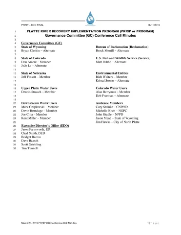 FINAL March 29 PRRIP GC Conference Call Minutes