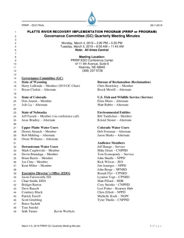 FINAL March 4-5 PRRIP GC Quarterly Meeting Minutes