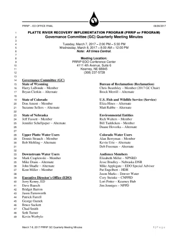 FINAL March 7-8 2017 PRRIP GC Quarterly Meeting Minutes