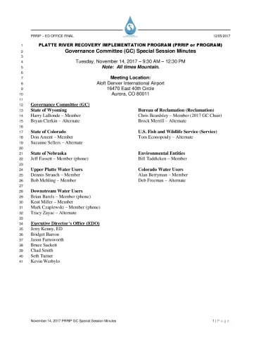 FINAL Novemer 14 2017 PRRIP GC Special Session Minutes