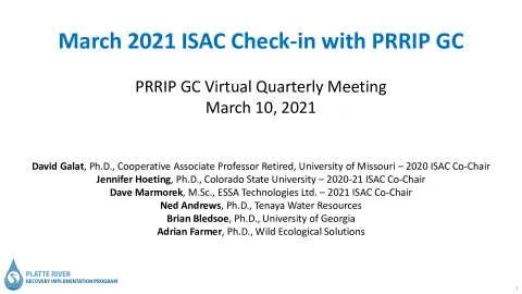 March 2021 ISAC Presentation to the PRRIP GC