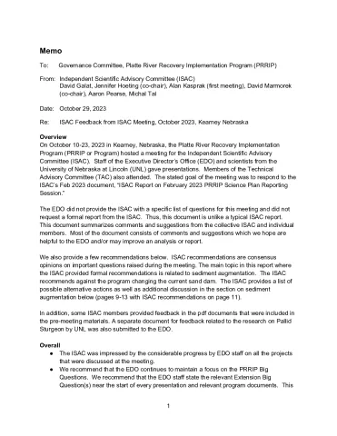 October 2023 ISAC Feedback