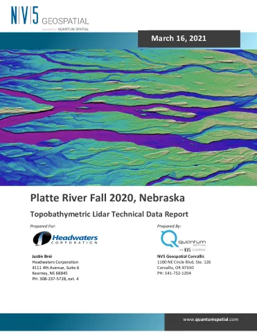 Platte River Fall 2020, Nebraska: Topo-bathymetric LiDAR Technical Data Report